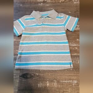 Gray and Blue Striped Kids Polo Shirt